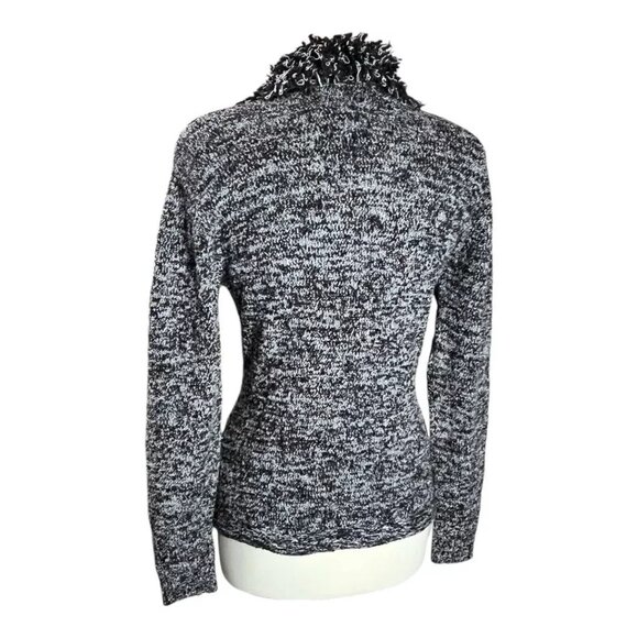 Vintage Gantos Cardigan Sweater L Zip Silk Textured Loop Knit 80's 90's Fringe - Picture 4 of 9